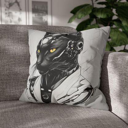 Square Pillowcase with Edgy Futuristic Cat Design