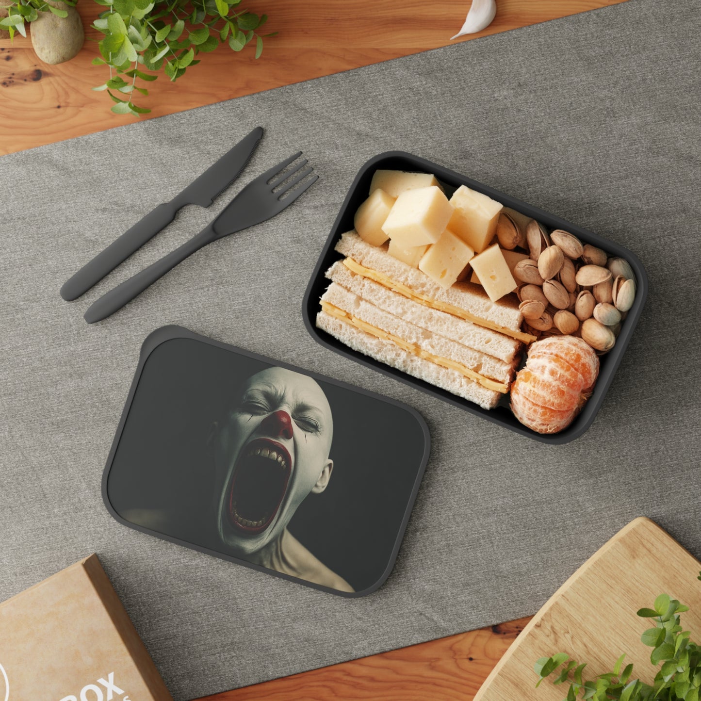 Creepy Clown Themed Bento Box, Spooky Lunch Container, Fun Food Storage, Halloween Gift, Party Supplies, Unique Kitchenware