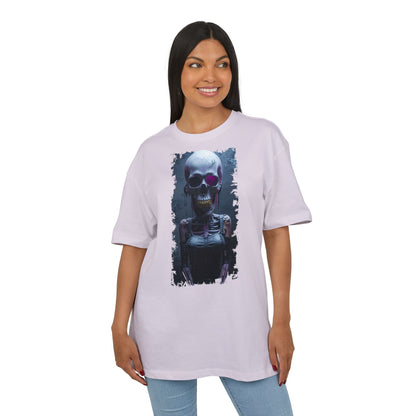 Unisex Heavy Oversize Tee with Skeleton Graphic, Spooky Halloween T-shirt, Casual Graphic Tee, Skeleton Art Shirt, Unisex Halloween Apparel