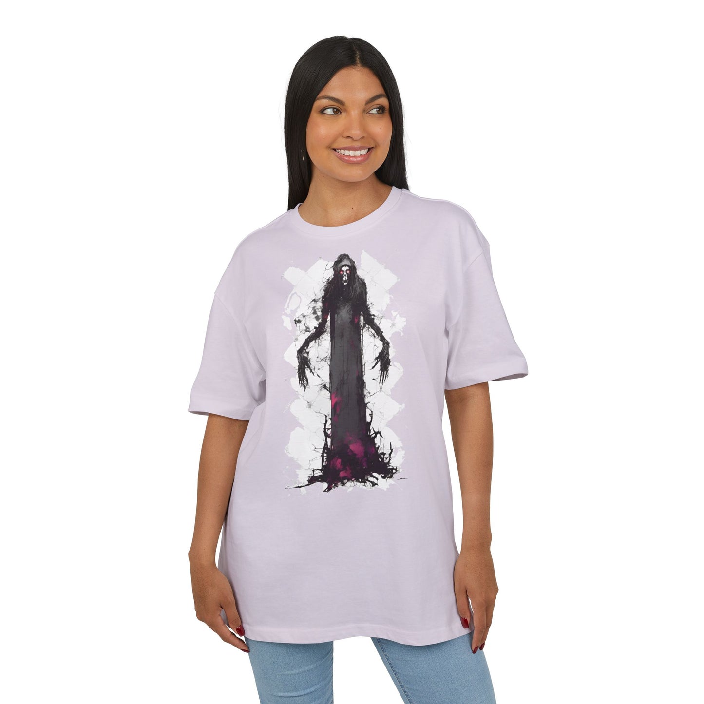Eerie Spirit Unisex Heavy Oversize Tee, Halloween Costume T-Shirt, Casual Graphic Shirt, Gothic Tee, Spooky Art Apparel