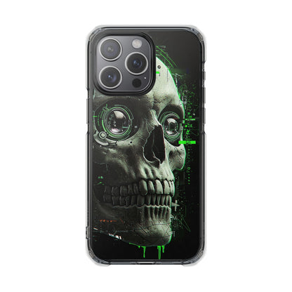 Gothic Skull Phone Case, Cyberpunk Design, Clear Impact Protection, Unique Gift for Him, Halloween Accessories, Tech Lover