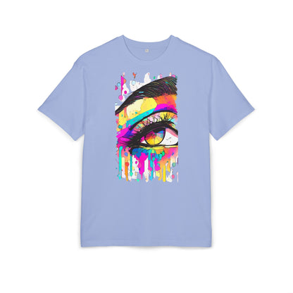 Vibrant Eye Art Oversized Tee, Unisex Heavy Tee for Creative Souls, Art Lovers Gift, Colorful Graphic Shirt, Festival Attire