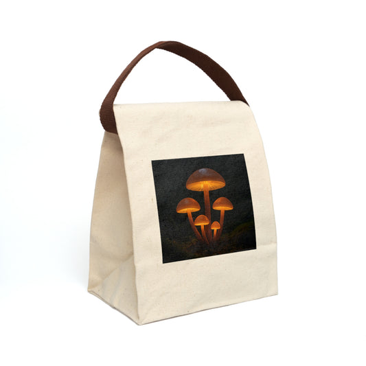 Glowing Mushroom Canvas Lunch Bag, Eco-Friendly Tote, Kids Lunchbox, Gift for Nature Lovers, Unique Snack Bag, Sustainable Gifts