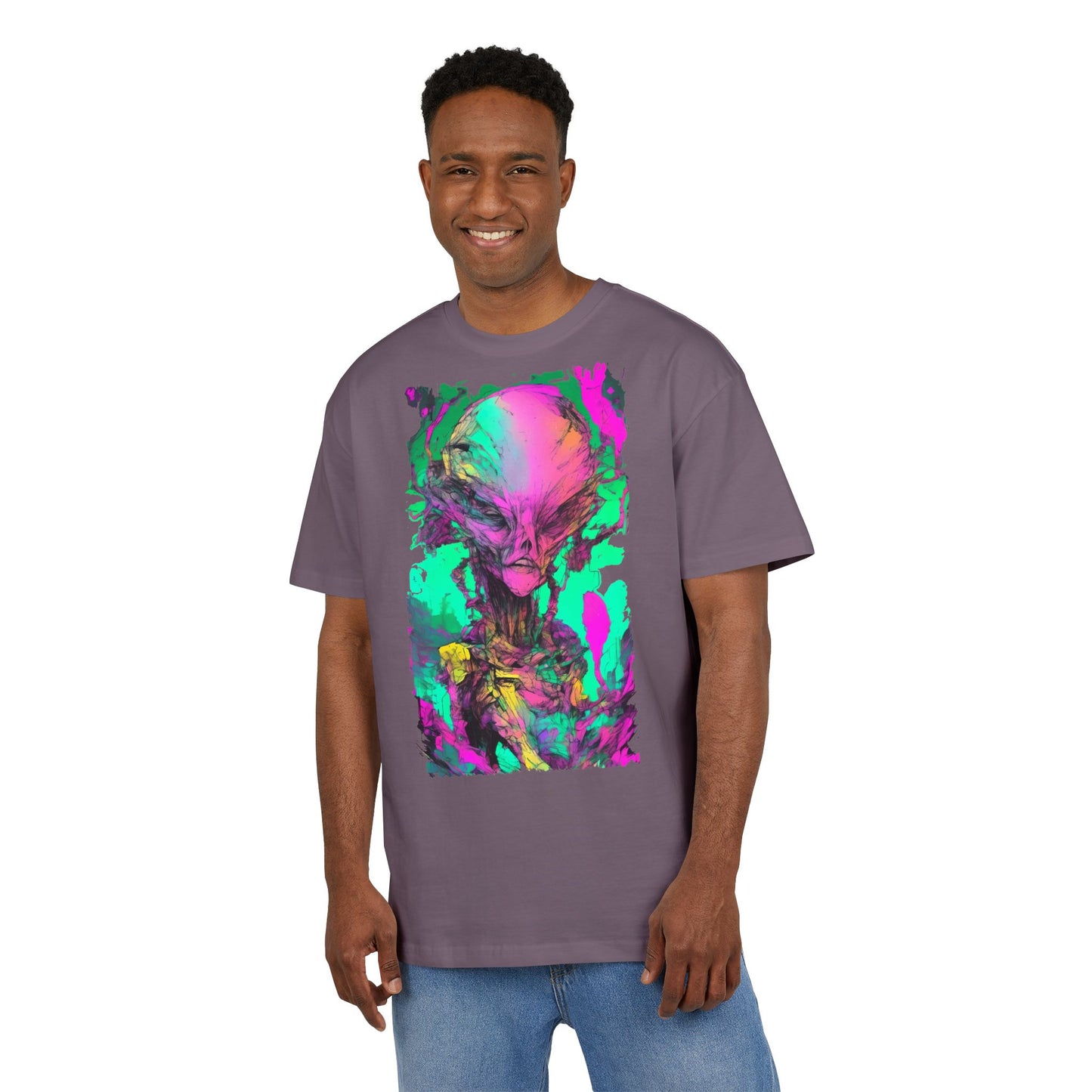 Alien Art Unisex Oversize Tee, Graphic Tee, Casual Style, Streetwear, Unique Gift, Statement Piece