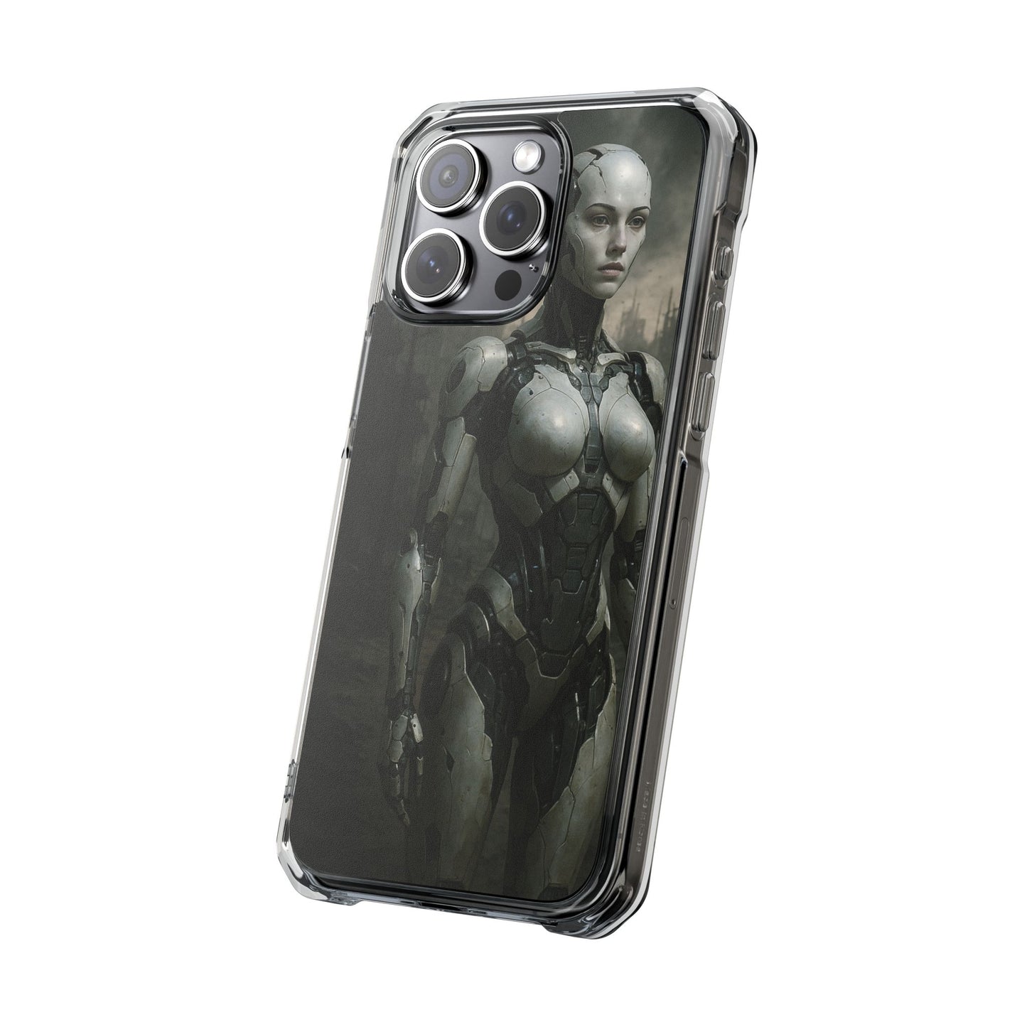 Futuristic Phone Case, Clear Impact Case with Sci-Fi Design, Smartphone Protection, Cyberpunk Aesthetic, Gift for Tech Lovers