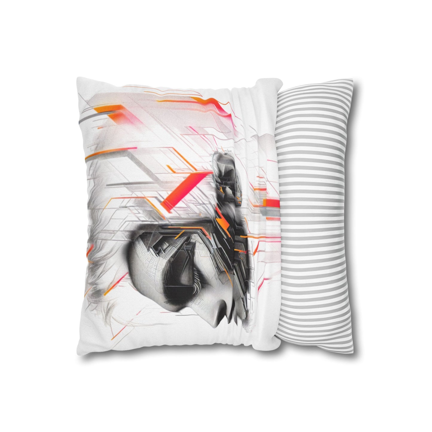 Futuristic Art Pillowcase - Modern Home Decor, Geometric Throw Pillow, Gift for Tech Lovers, Contemporary Accent Cushion