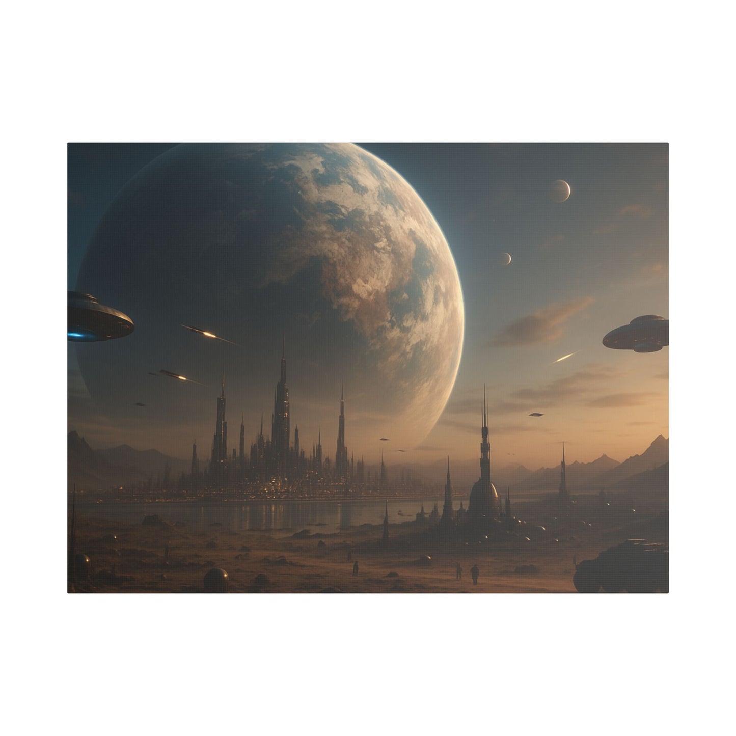 Stretched Canvas Art Print, Sci-Fi Landscape Decor, Galaxy Wall Art, Unique Home Decoration, Gift for Space Lovers