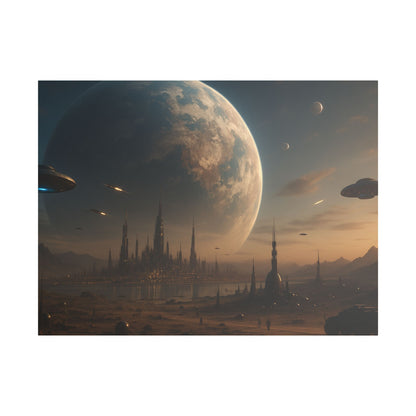 Stretched Canvas Art Print, Sci-Fi Landscape Decor, Galaxy Wall Art, Unique Home Decoration, Gift for Space Lovers