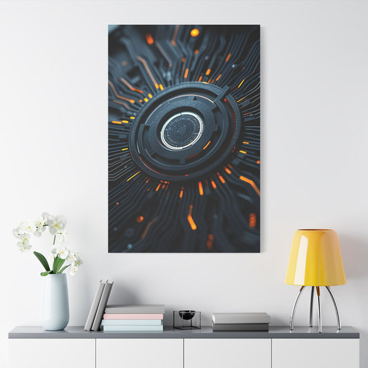 Futuristic Satin Canvas Wall Art, Modern Home Decor, Tech-Inspired Art Print, Unique Gift Idea, Abstract Wall Decoration, Cyberpunk Art