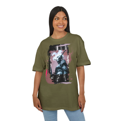 Unisex Heavy Oversize Tee featuring Samurai Art, Streetwear Graphic Tee, Gift for Him/Her, Casual Wear, Anime Inspired Fashion