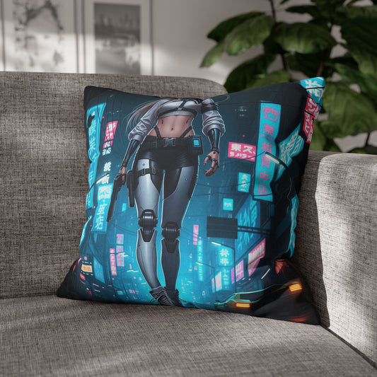 Futuristic Cyberpunk Pillowcase, Cozy Home Decor, Modern Sofa Cushion, Unique Gift for Gamers, Bedroom Accent