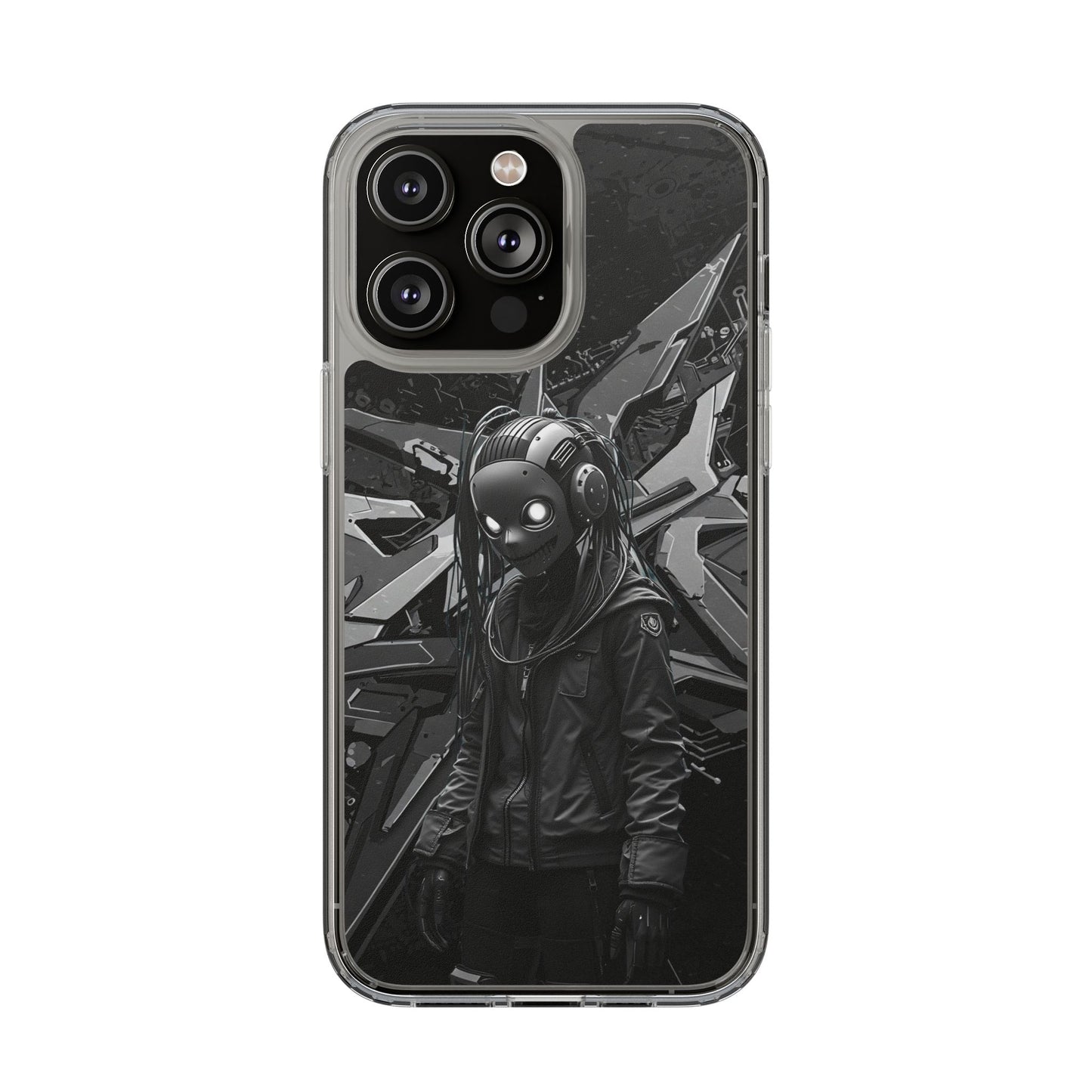 Anime-Inspired Clear Phone Case - Edgy Streetwear Style