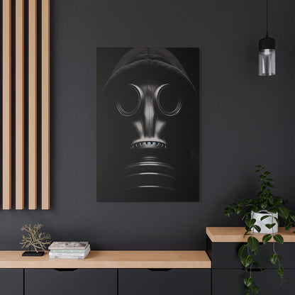 Stylish Gas Mask Art Canvas, Dark Aesthetic Wall Decor, Unique Gift for Art Lovers, Modern Home Accent, Gothic Room Art