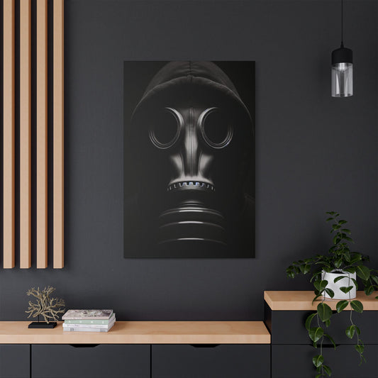 Stylish Gas Mask Art Canvas, Dark Aesthetic Wall Decor, Unique Gift for Art Lovers, Modern Home Accent, Gothic Room Art