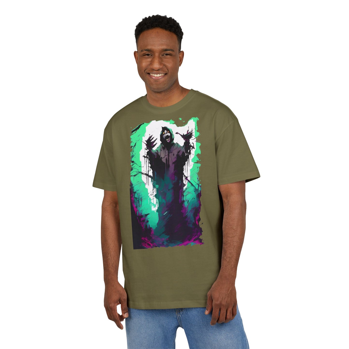 Mystical Oversized Tee - Unisex, Artistic Graphic Tee, Casual Wear, Gift for Art Lovers, Spooky Vibes Shirt