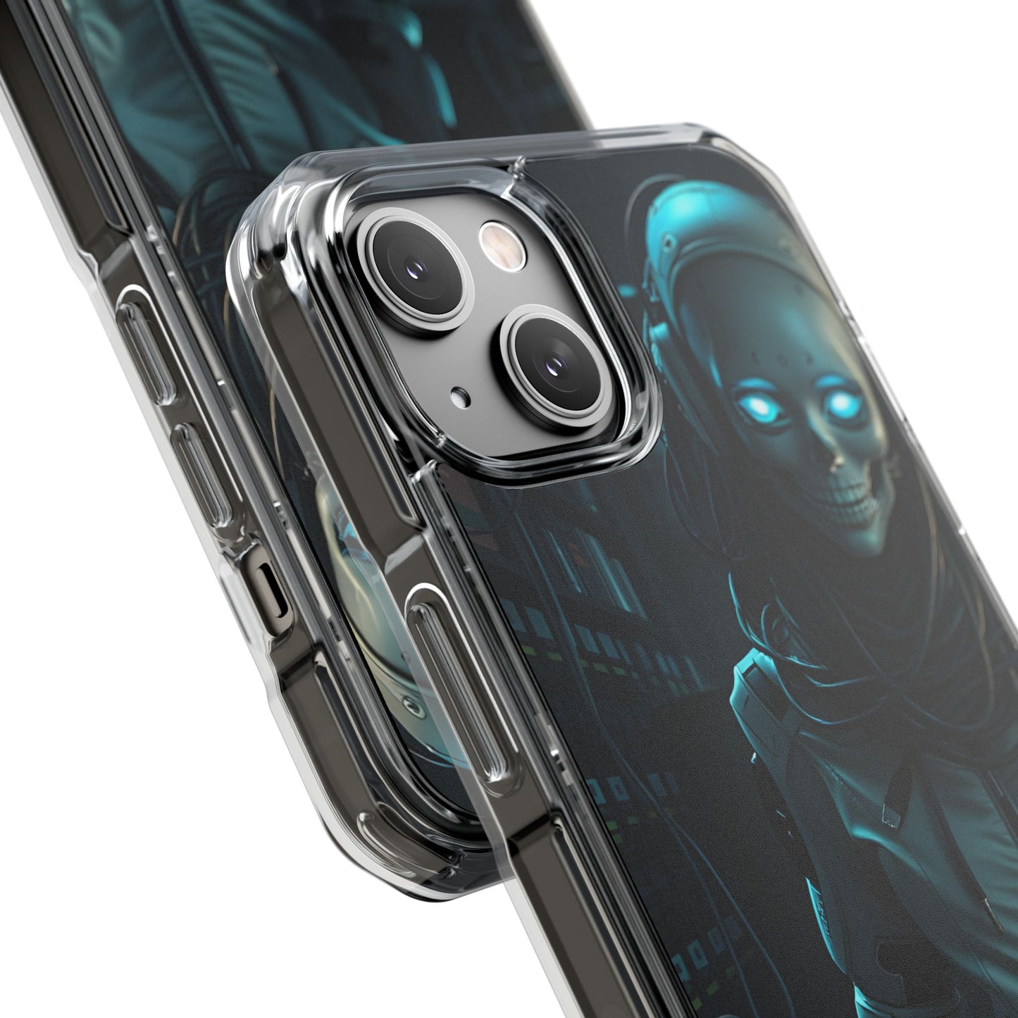 Futuristic Robot Phone Case, Magnetic Clear Impact Case, Unique Gift for Tech Lovers, Protective Smartphone Accessory, Cyberpunk Style