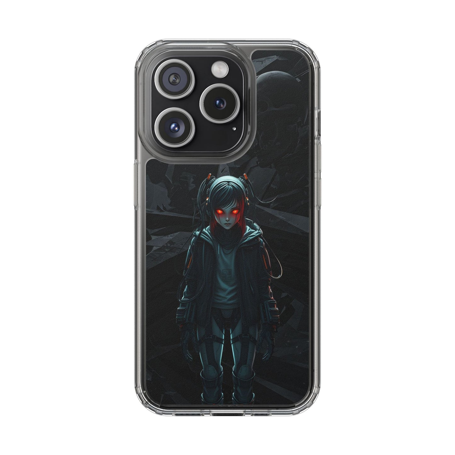 Futuristic Clear Phone Case with Cyberpunk Design - Edgy and Stylish