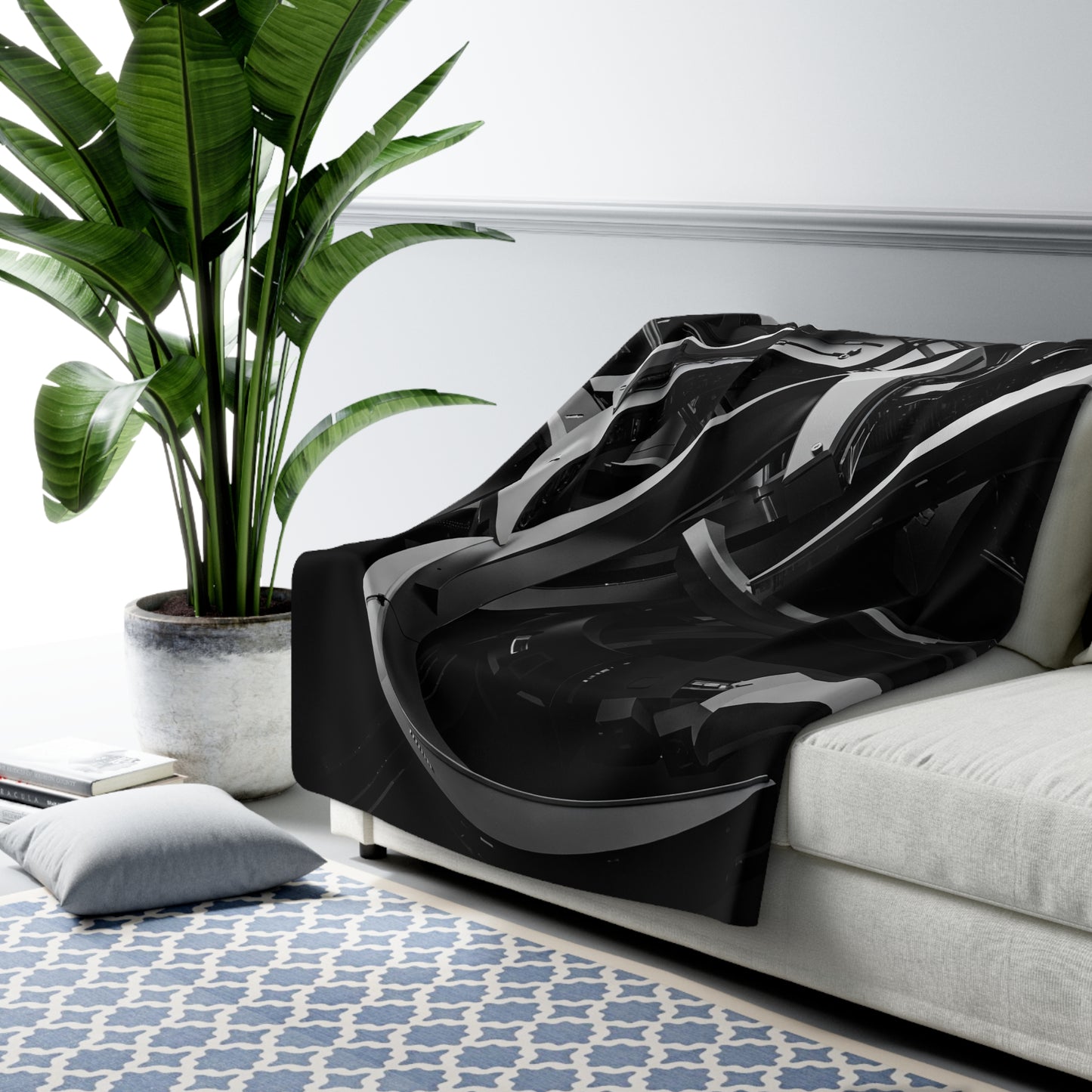 Modern Geometric Sherpa Fleece Blanket, Cozy Gift for Home