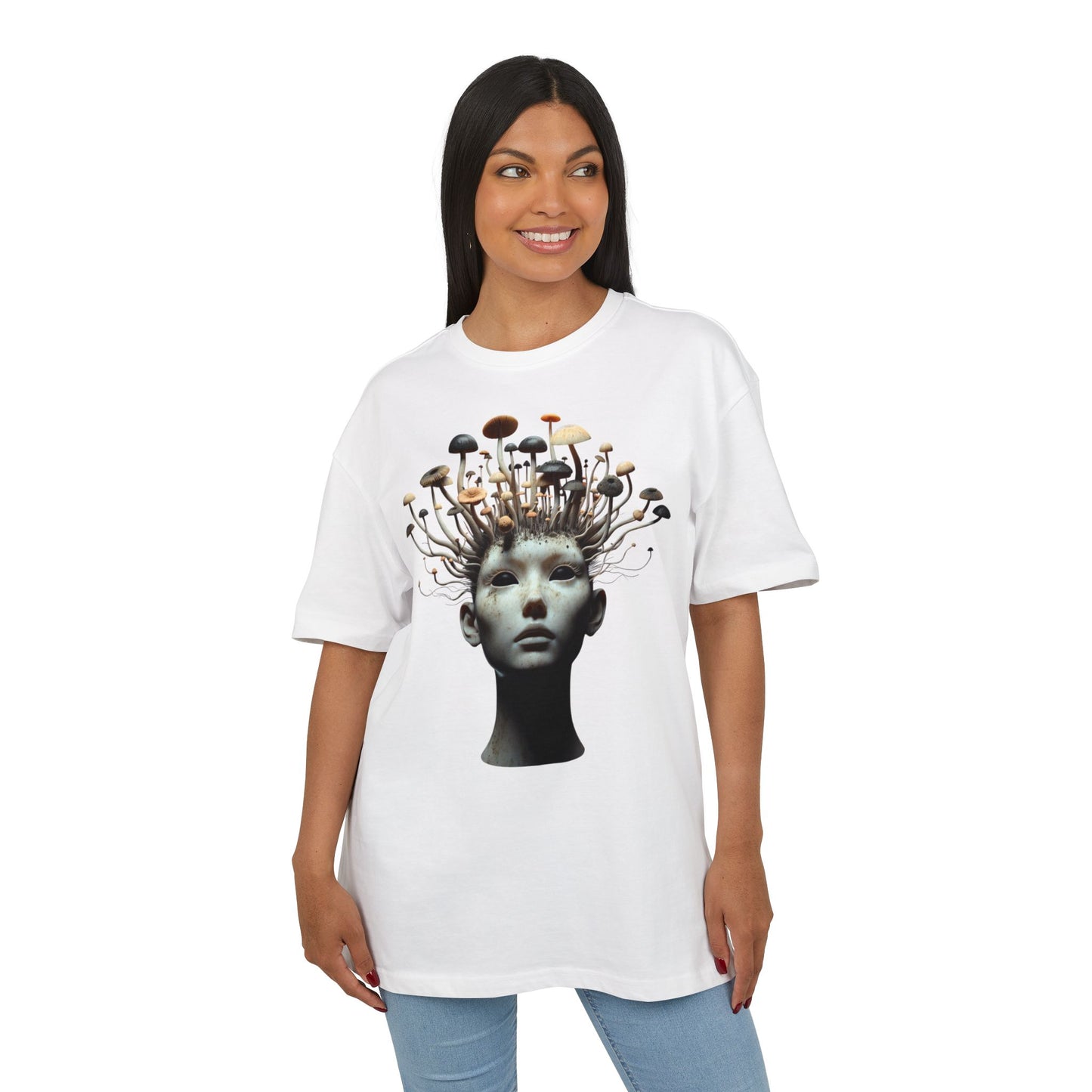 Unisex Heavy Oversize Tee - Artistic Mushroom Graphic Tee