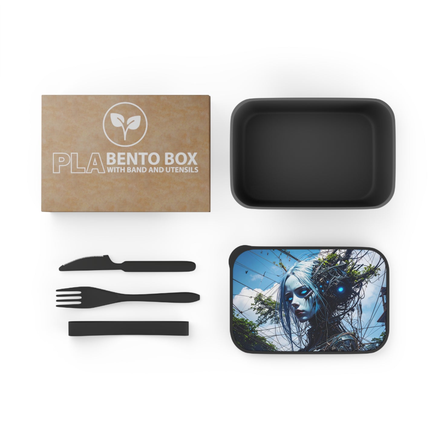 Futuristic Lunch Box with Utensils, Eco-Friendly Meal Prep Container, Perfect for Lunch, Gifts for Tech Lovers, Reusable Food Storage