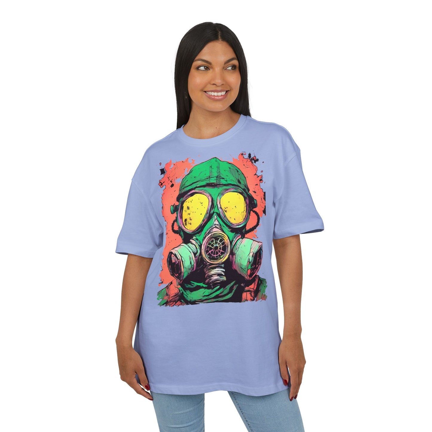 Retro Gas Mask Unisex Heavy Oversize Tee, Streetwear T-Shirt, Unique Graphic Tee, Festival Fashion, Cool Casual Wear
