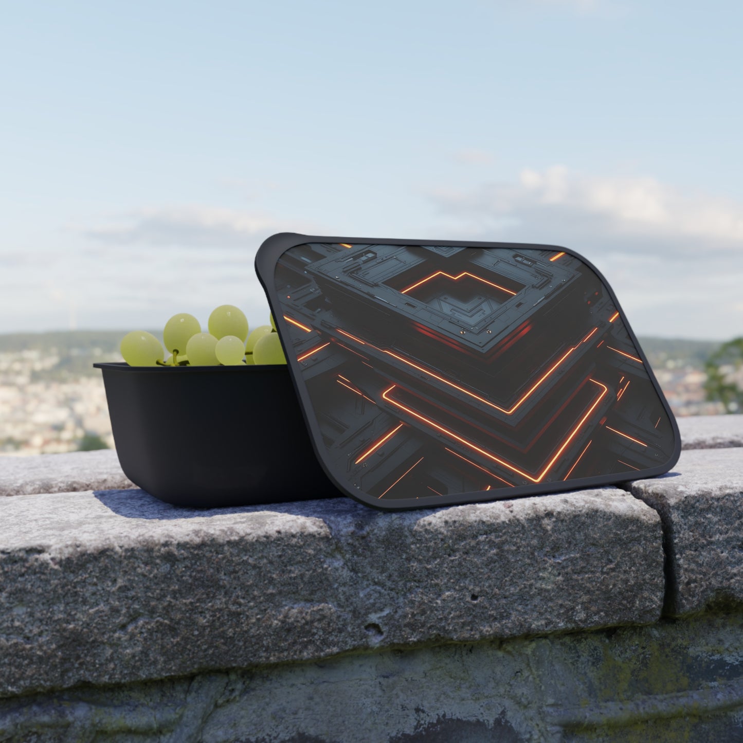 Modern Neon Bento Box | Stylish Meal Prep Container, Lunchbox for Work, School, or Picnics, Unique Gift Idea, Reusable Utensils Included