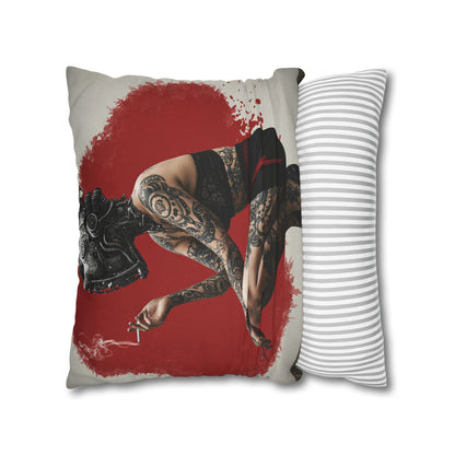 Edgy Tattoo Art Pillowcase | Boho Decor, Home Accent, Gift for Her, Trendy Cushion, Festival Style