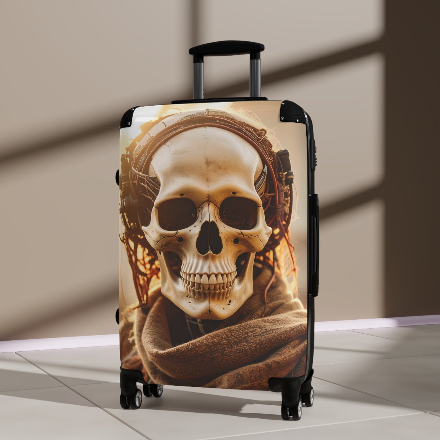 Stylish Skull Suitcase - Unique Travel Luggage for Adventurers, Halloween Travel, Vintage Boho Style, Skull Design, Gifts for Travelers
