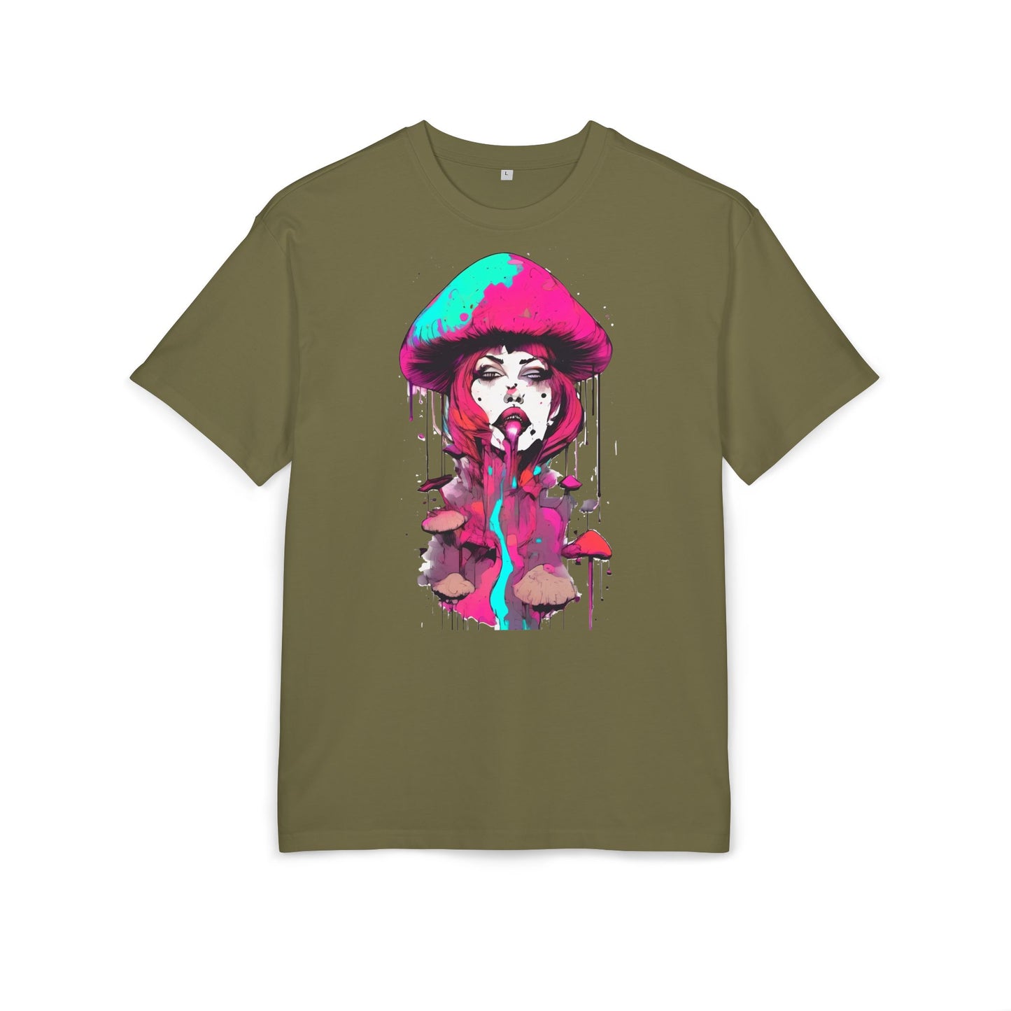 Vibrant Mushroom Art Unisex Heavy Oversize Tee, Funky T-Shirt, Artistic Casual Wear, Gift for Art Lovers, Unique Streetwear