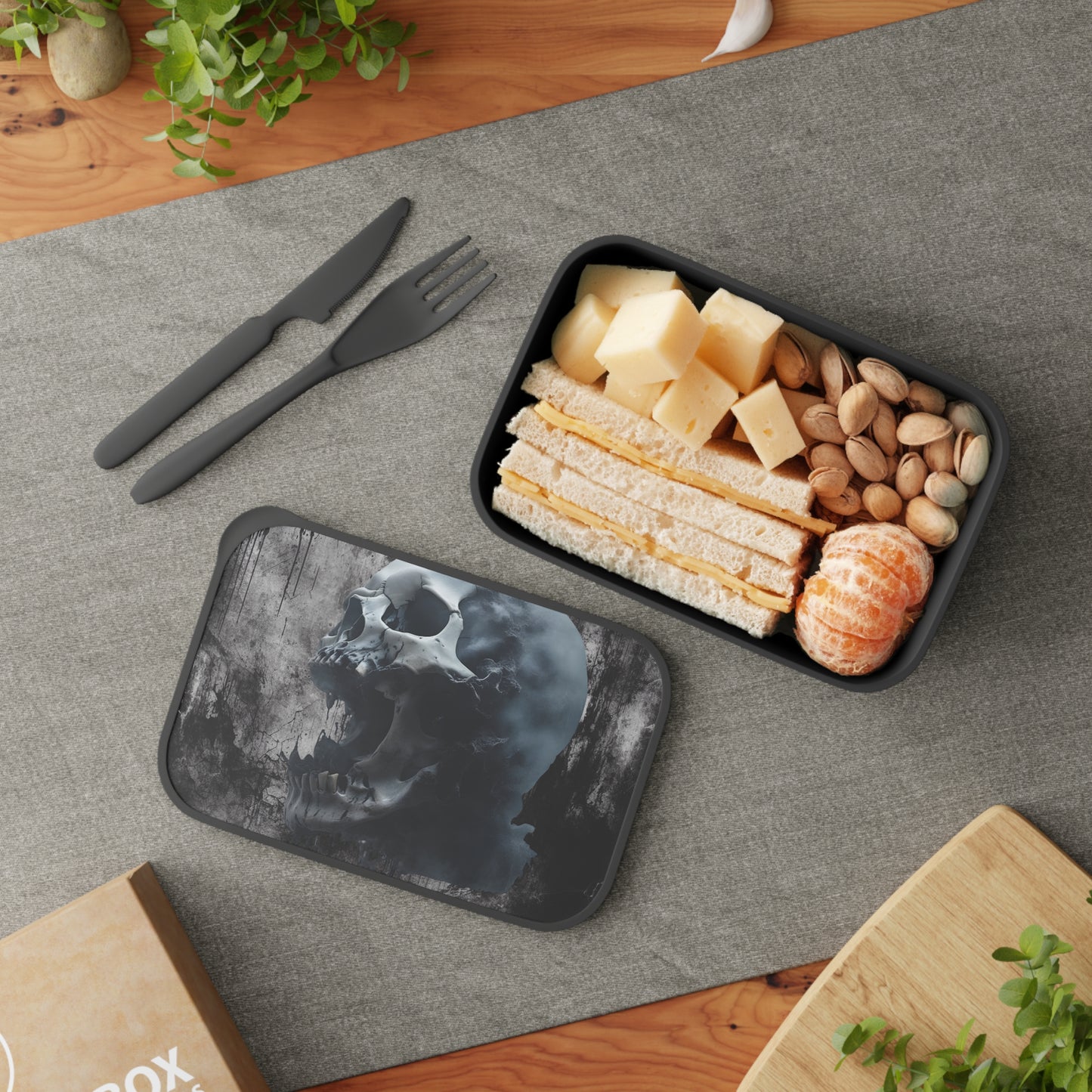 Skull Bento Box | Gothic Lunch Container, Unique Meal Prep Box, Skull Art Food Storage, Edgy Bento for Halloween, Gifting Ideas