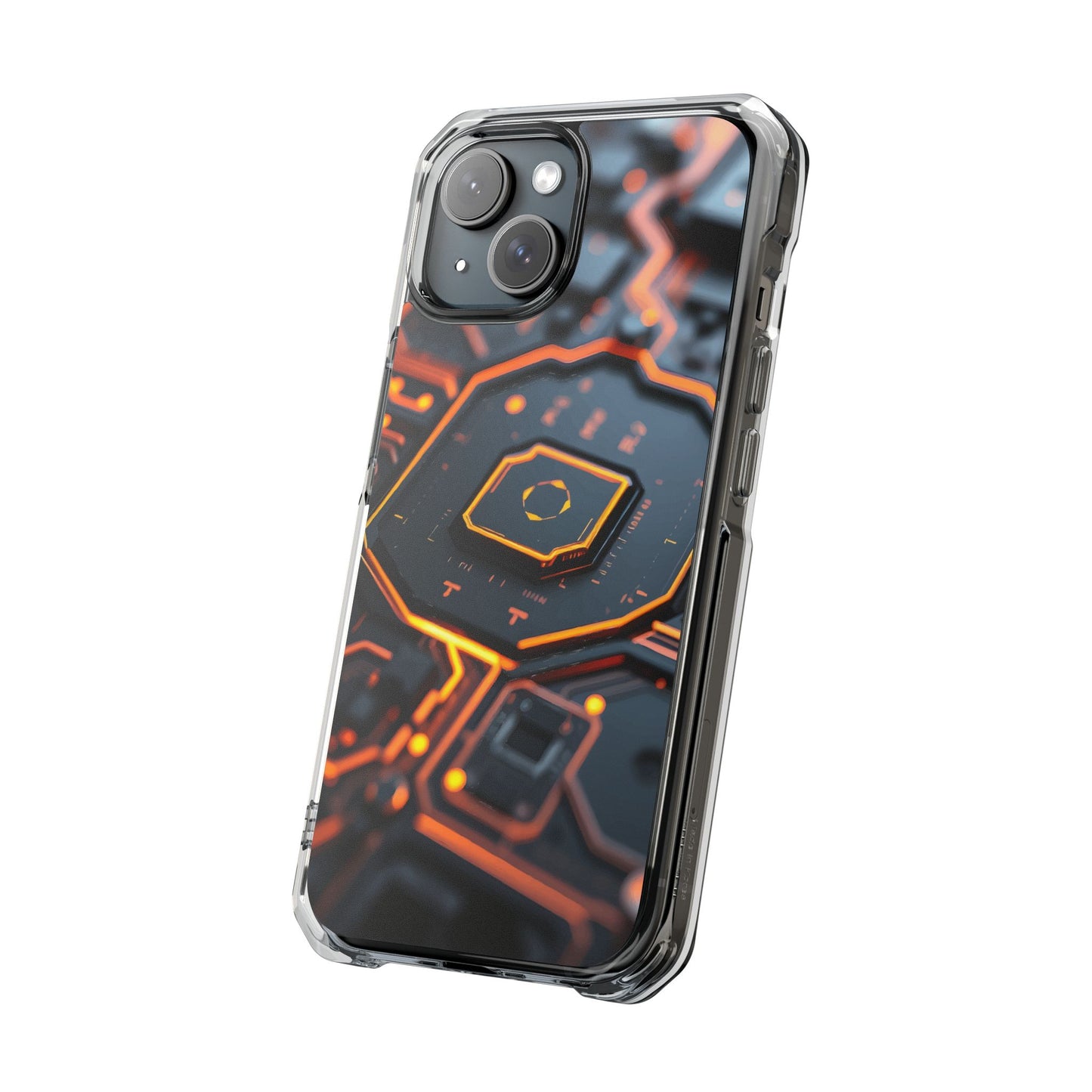Futuristic Magnetic Phone Case, Clear Impact Case, Stylish Tech Accessory, Gifts for Tech Enthusiasts, Unique Phone Cover