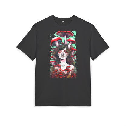 Mystical Mushroom Art Oversize Tee | Unisex Heavy Tee, Boho Style Shirt, Nature Lover Gift, Festival Wear, Graphic Tee, Eco-Friendly Fashion