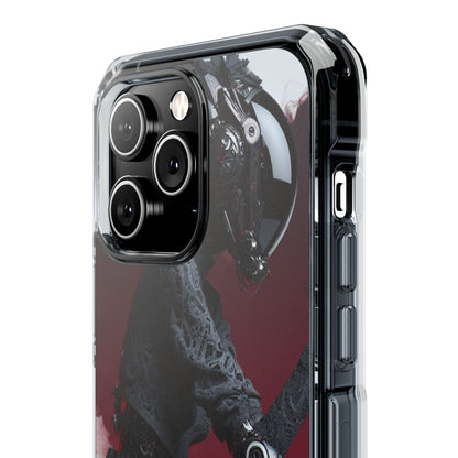 Cyber Design Magnetic Phone Case, Clear Mobile Cover, Gothic Style, Halloween Gift, Celestial Protection Accessory