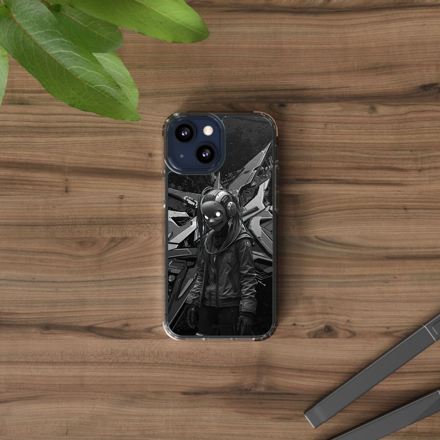 Anime-Inspired Clear Phone Case - Edgy Streetwear Style