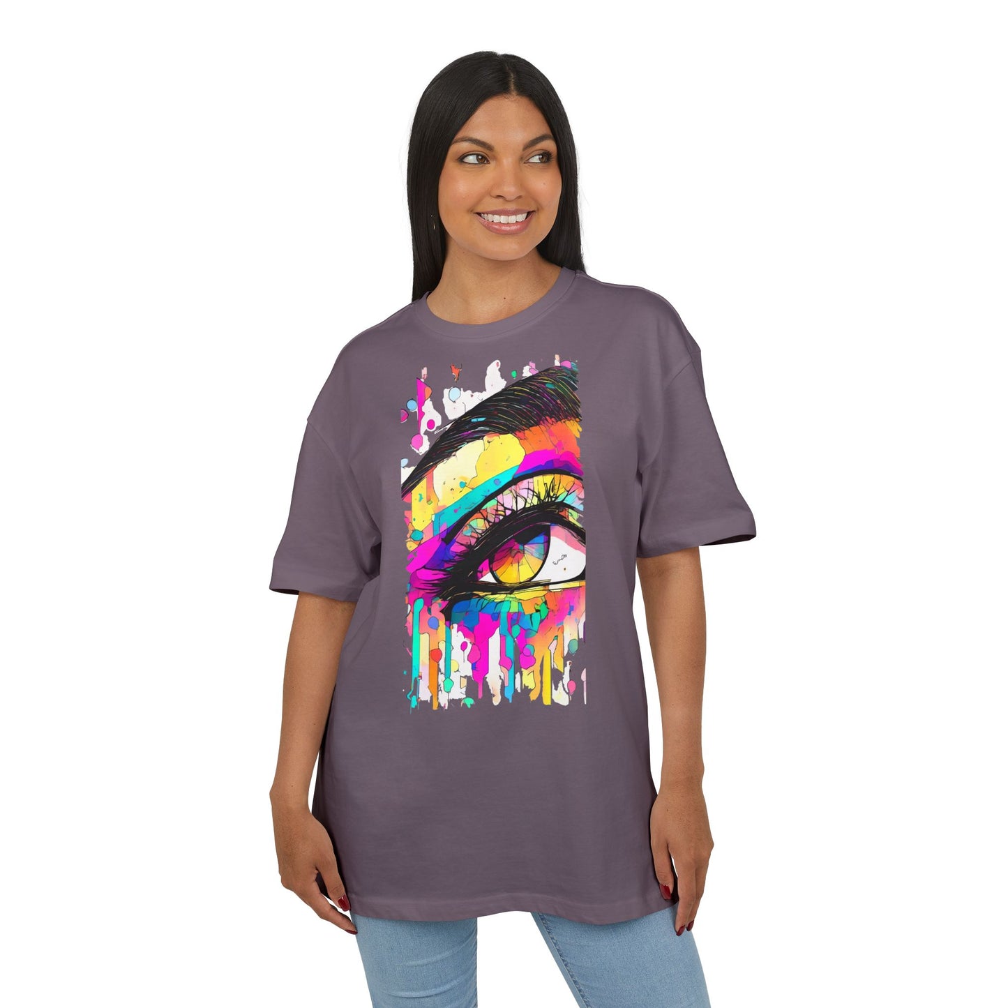 Vibrant Eye Art Oversized Tee, Unisex Heavy Tee for Creative Souls, Art Lovers Gift, Colorful Graphic Shirt, Festival Attire