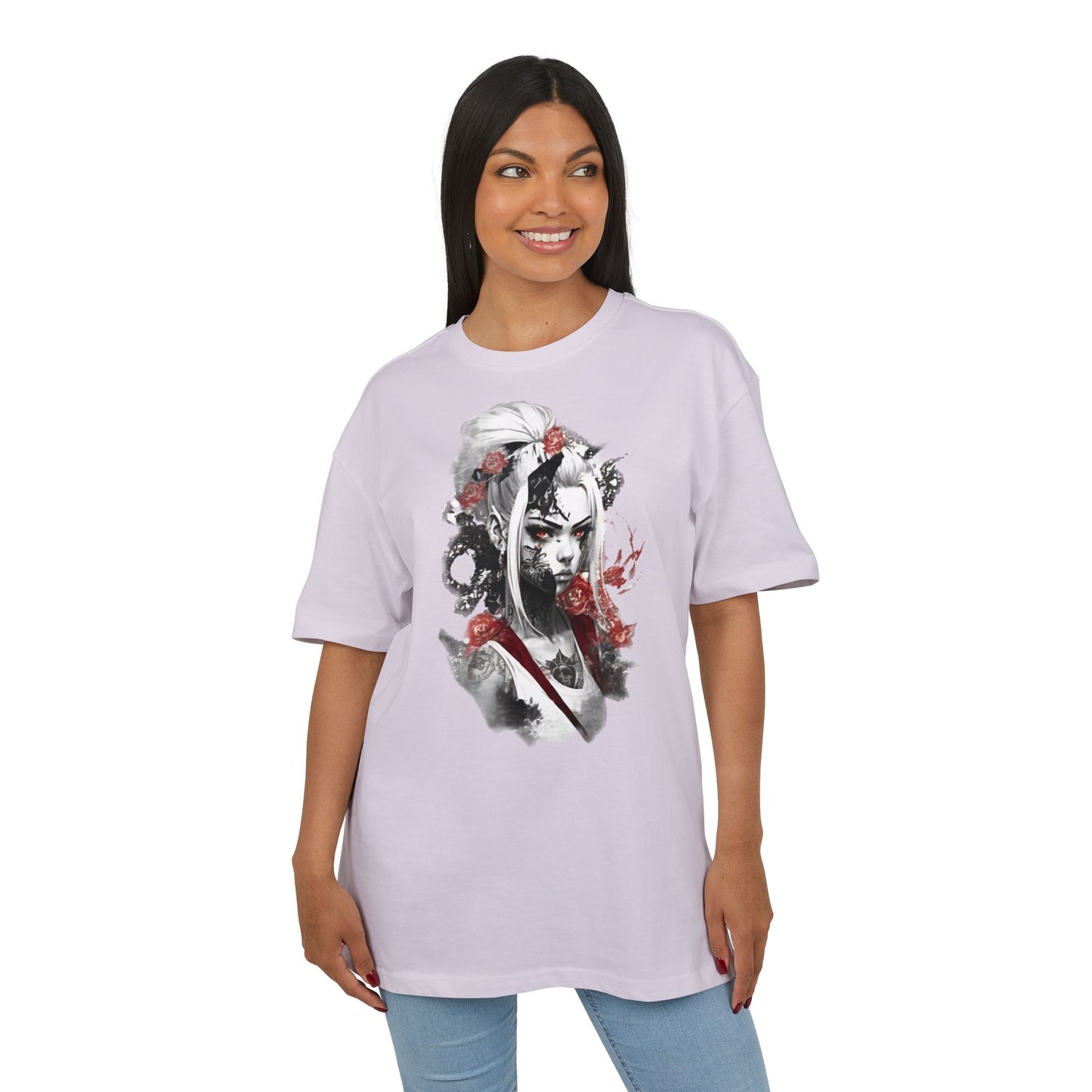 Artistic Unisex Heavy Oversize Tee - Bold Floral Graphics
