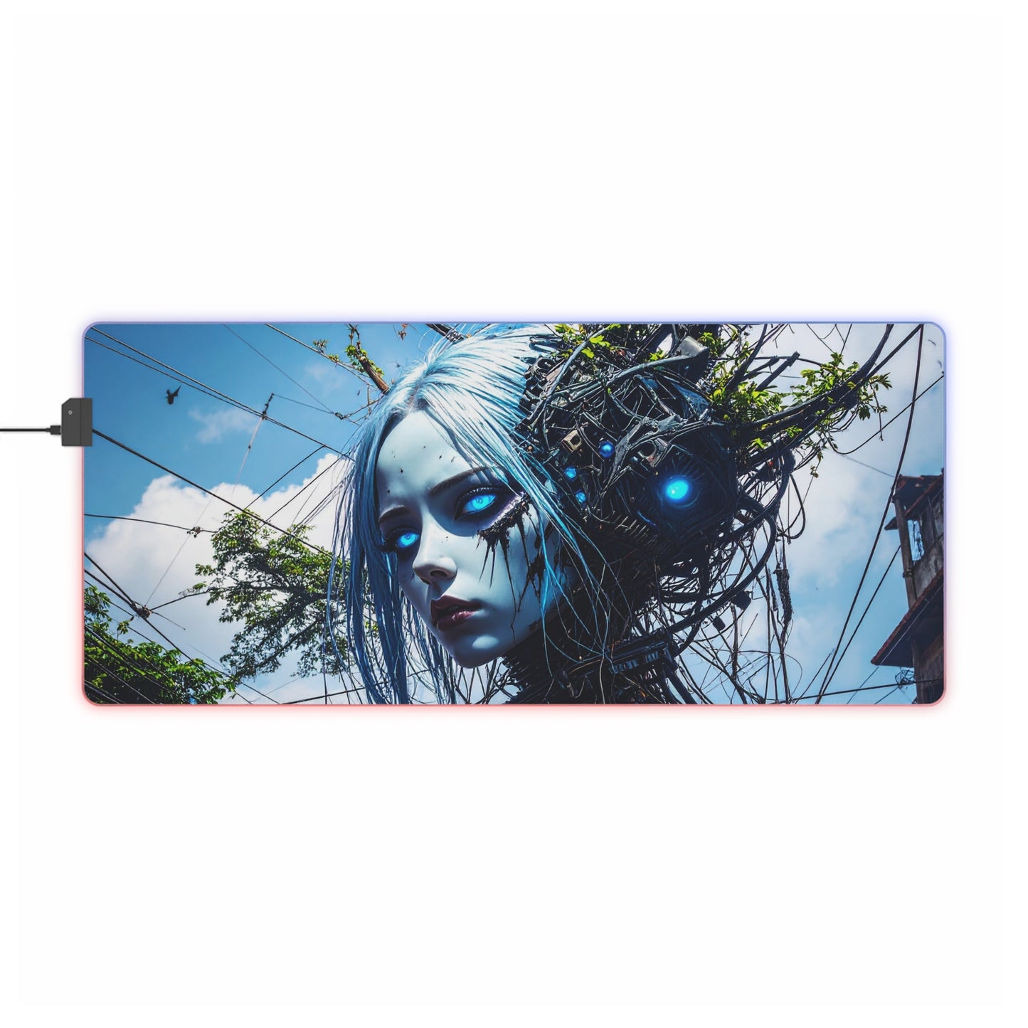 LED Gaming Mouse Pad with Futuristic Design, Gaming Desk Mat, LED Light Mat, Computer Accessories, Gift for Gamers