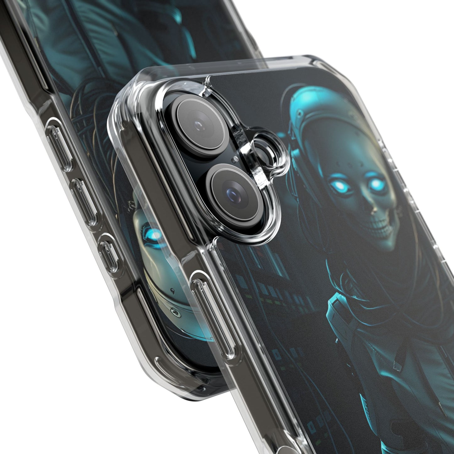 Futuristic Robot Phone Case, Magnetic Clear Impact Case, Unique Gift for Tech Lovers, Protective Smartphone Accessory, Cyberpunk Style