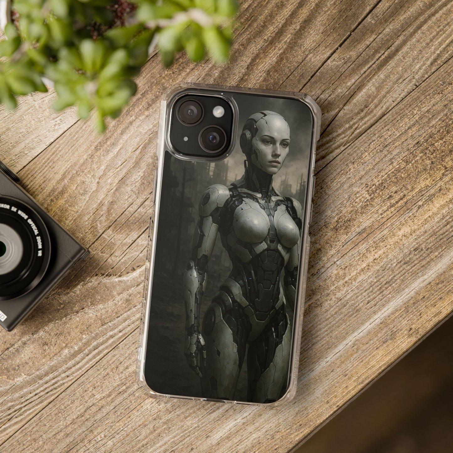 Futuristic Phone Case, Clear Impact Case with Sci-Fi Design, Smartphone Protection, Cyberpunk Aesthetic, Gift for Tech Lovers