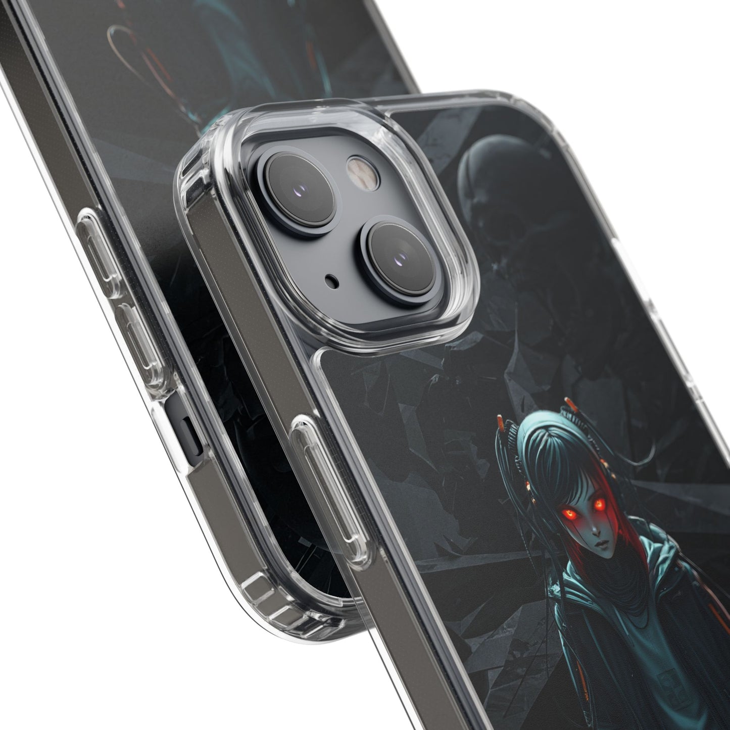 Futuristic Clear Phone Case with Cyberpunk Design - Edgy and Stylish
