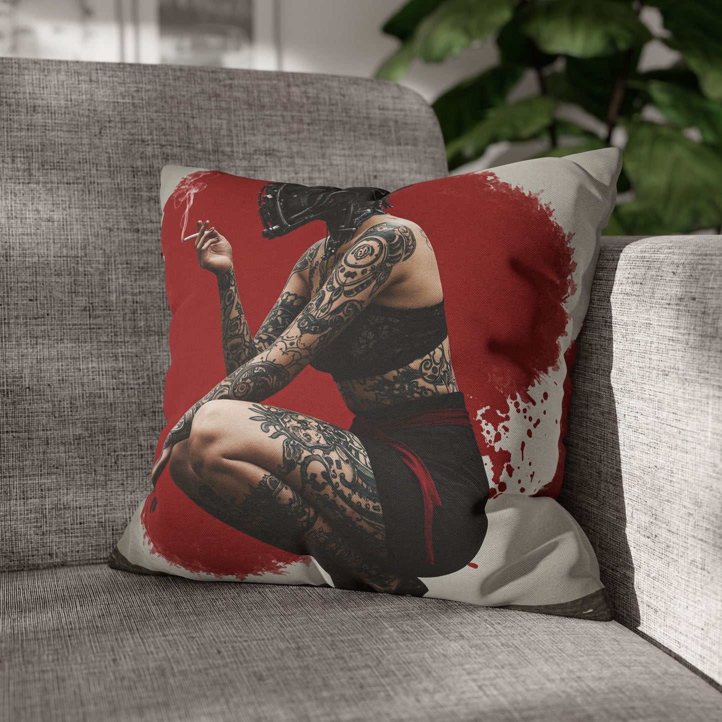Edgy Tattoo Art Pillowcase | Boho Decor, Home Accent, Gift for Her, Trendy Cushion, Festival Style