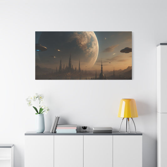 Stretched Canvas Art Print, Sci-Fi Landscape Decor, Galaxy Wall Art, Unique Home Decoration, Gift for Space Lovers