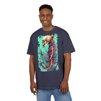 Colorful Skeleton Art Unisex Heavy Oversize Tee | Graphic Tee, Skeleton Shirt, Artsy Gift, Halloween Apparel, Trendy Streetwear