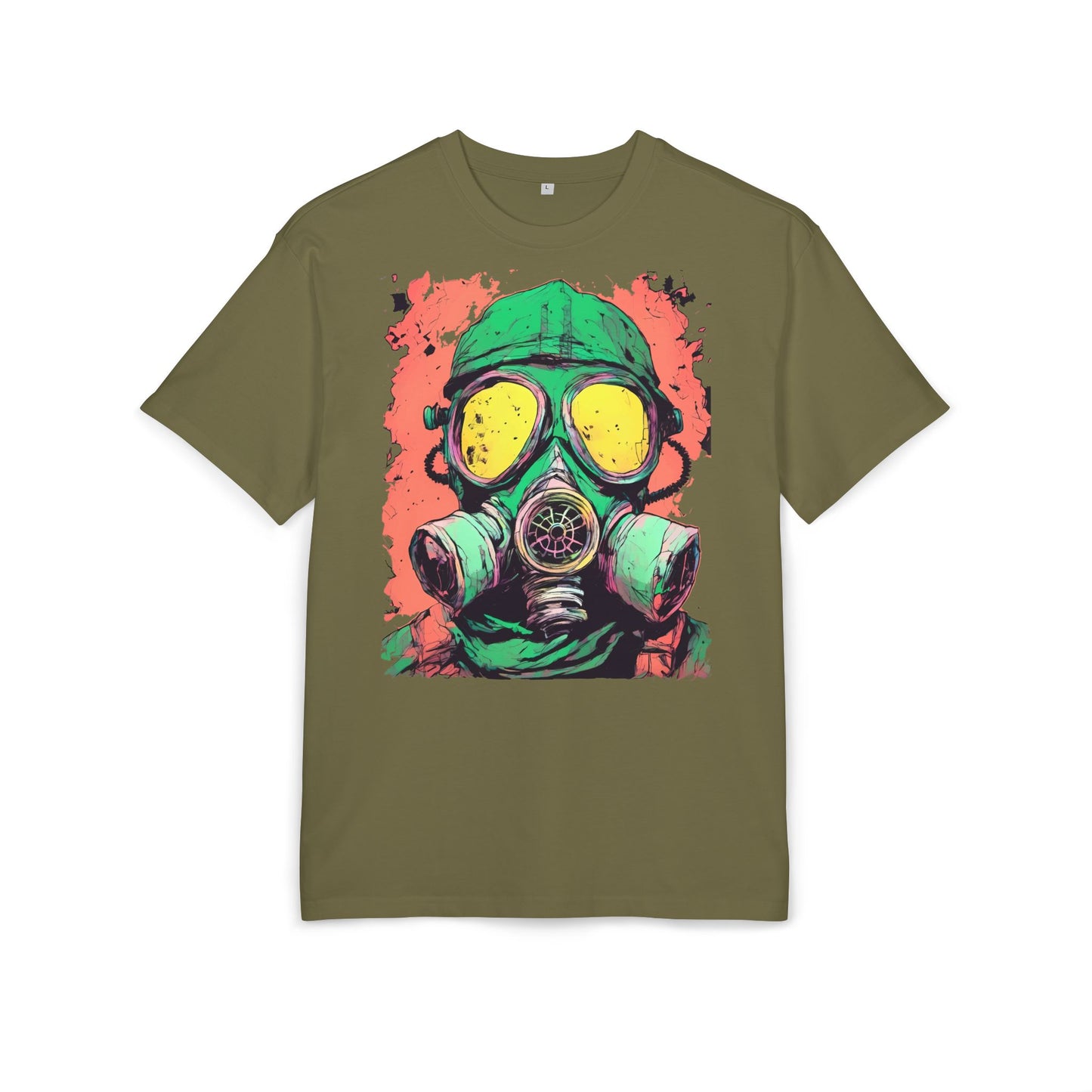 Retro Gas Mask Unisex Heavy Oversize Tee, Streetwear T-Shirt, Unique Graphic Tee, Festival Fashion, Cool Casual Wear