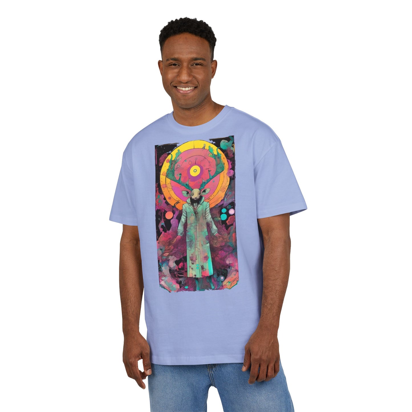 Vibrant Artistic Oversize Tee - Unisex Heavyweight T-Shirt, Bohemian Style, Gift for Art Lovers, Festival Wear, Casual Chic