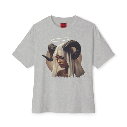 Mystical Ram Graphic Tee, Unisex Oversized Boxy Tee, Statement T-Shirt, Boho Chic Shirt, Art-Inspired Fashion, Comfortable Everyday Wear