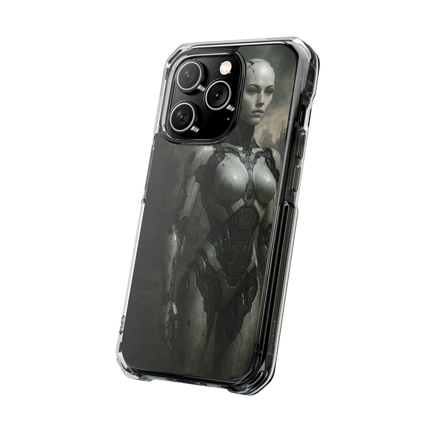 Futuristic Phone Case, Clear Impact Case with Sci-Fi Design, Smartphone Protection, Cyberpunk Aesthetic, Gift for Tech Lovers