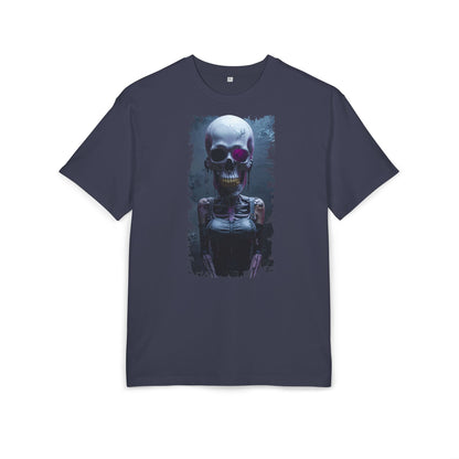Unisex Heavy Oversize Tee with Skeleton Graphic, Spooky Halloween T-shirt, Casual Graphic Tee, Skeleton Art Shirt, Unisex Halloween Apparel