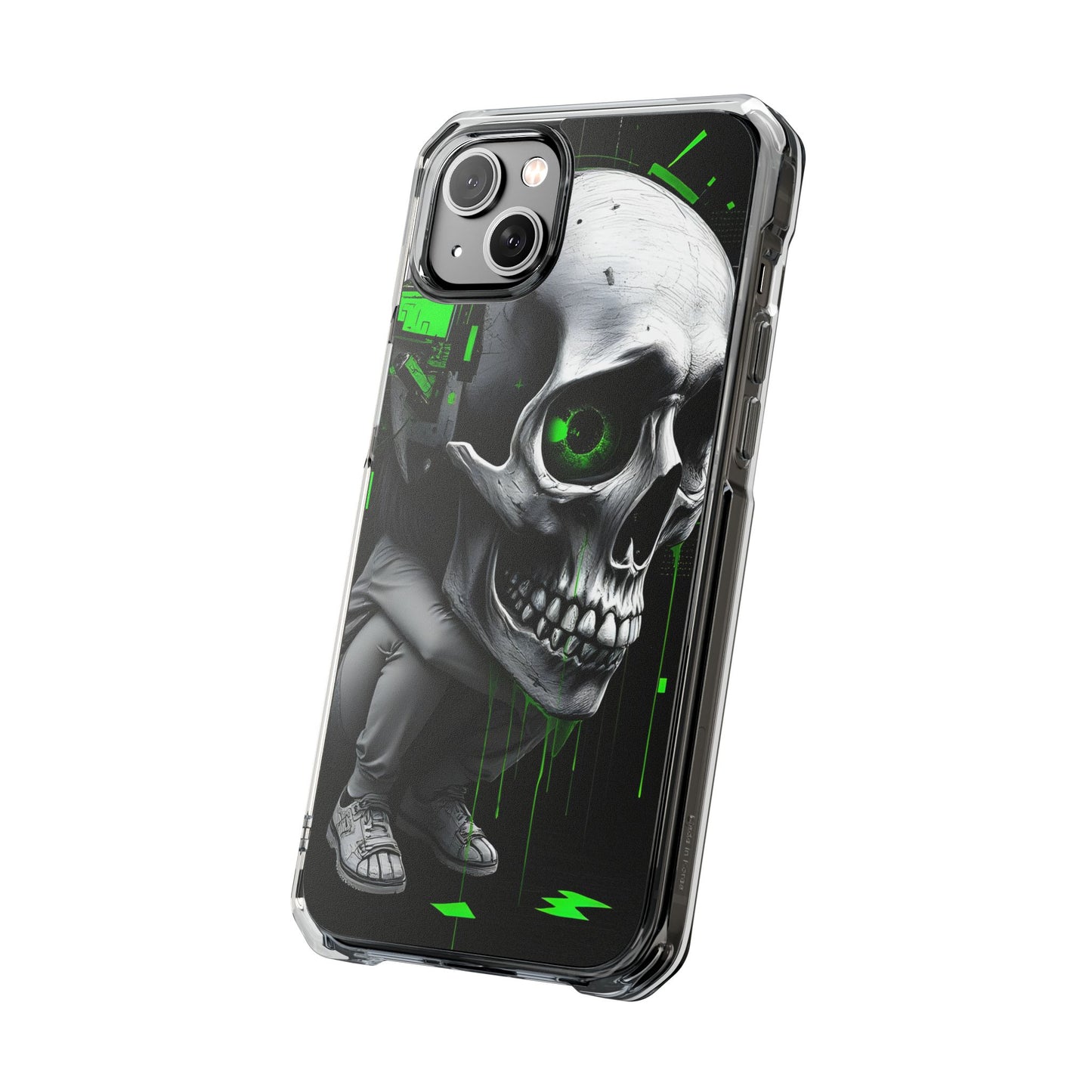 Edgy Skull Phone Case - Magnetic Clear Impact Cases, Unique Phone Cover, Goth Accessory, Halloween Gift, Stylish Tech Protection