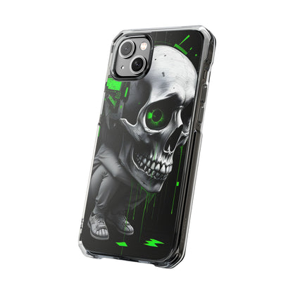 Edgy Skull Phone Case - Magnetic Clear Impact Cases, Unique Phone Cover, Goth Accessory, Halloween Gift, Stylish Tech Protection